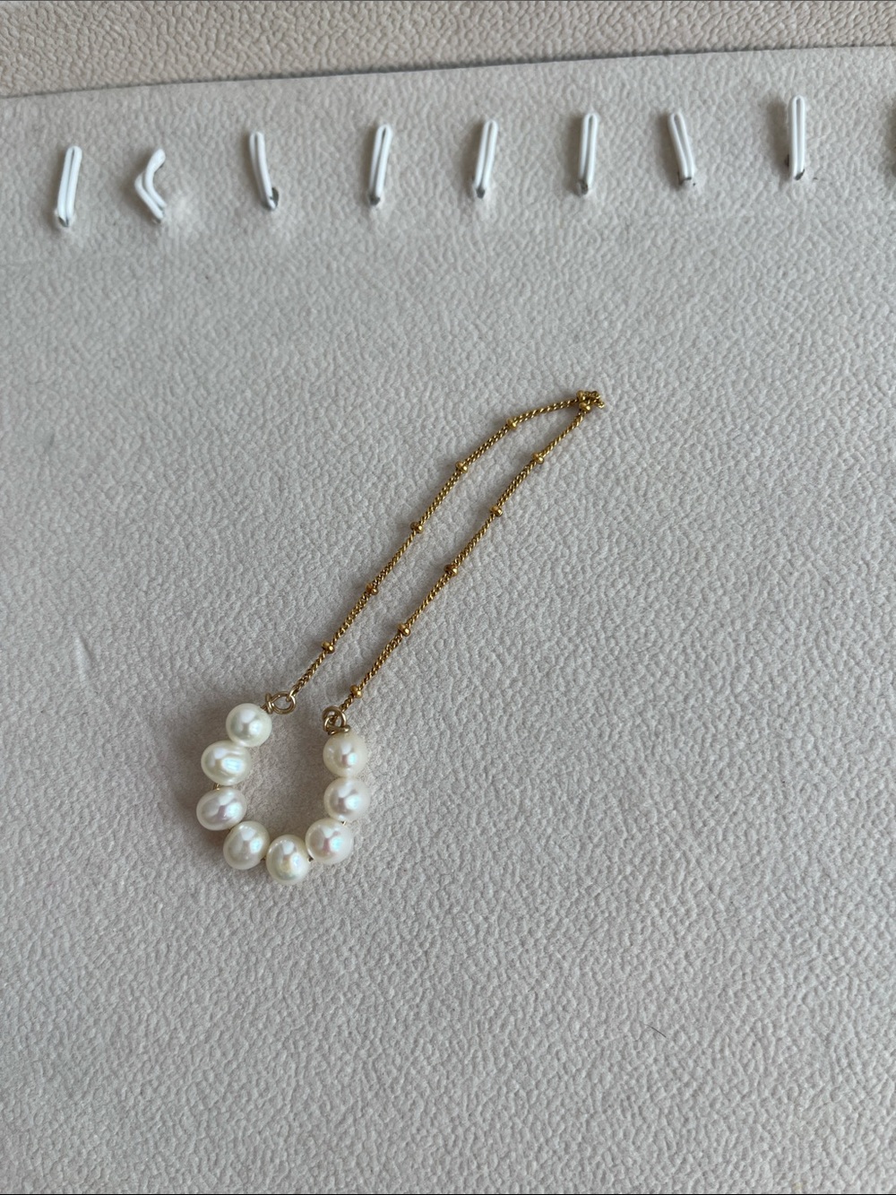 Freshwater Pearl Station Ear Cuff in White and Gold